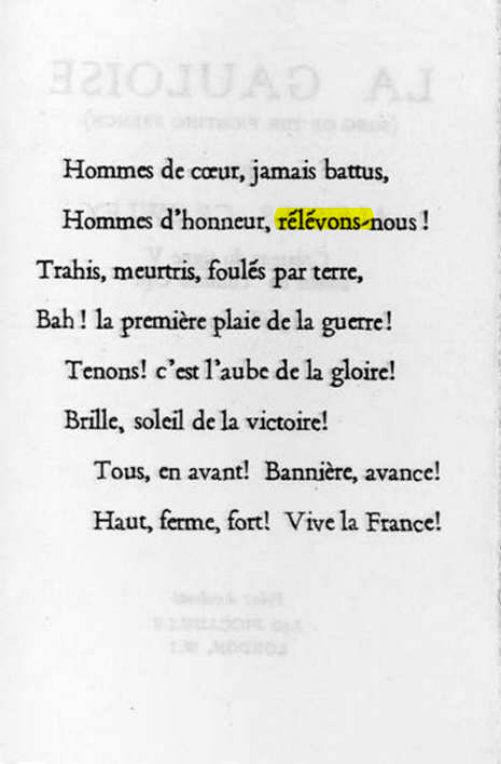 Original scan of La Gauloise. Song of the Fighting French, PDF page 2